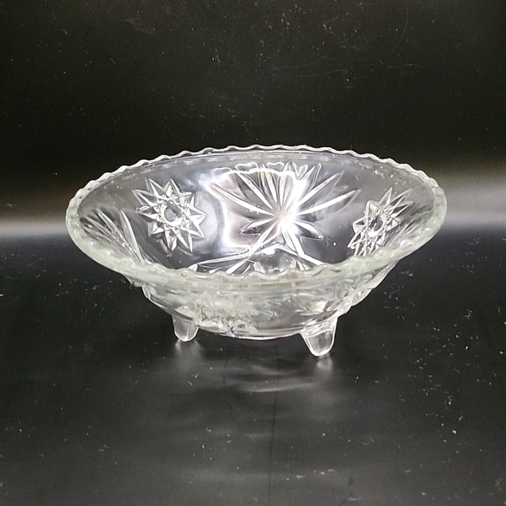 Vintage Anchor Hocking Clear Glass Footed Candy Dish 7" X 3"